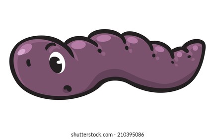 Character of funny crawling worm. Children vector illustration.