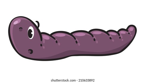Character of funny crawling worm. Children vector illustration.