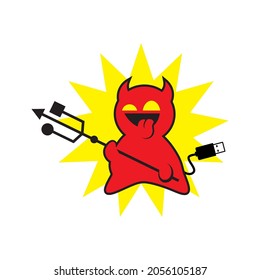 Character funny Devil USB vector Logotype 