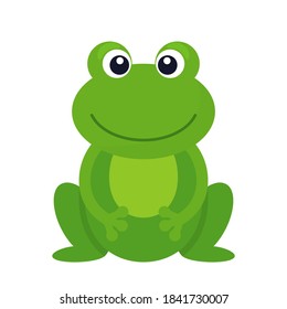 Character of funny green frog isolated on white background. flat vector illustration