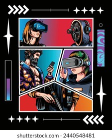 character futuristic with layout comic style