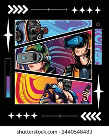 carácter futurista con diseño de estilo cómico