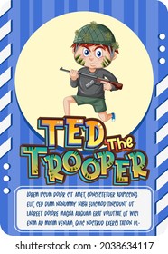 Vorlage für Spielkarten mit dem Wort Ted Die Trooper-Illustration
