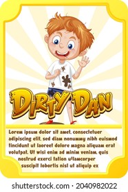 Character game card template with word Dirty Dan illustration