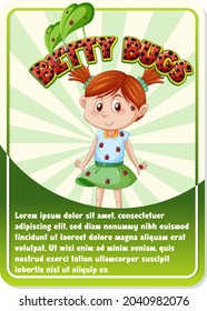 Character game card template with word Betty Bugs illustration