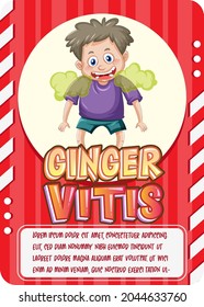Character game card template with word Ginger Vitis illustration