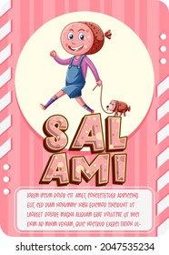Character game card template with word Salami illustration