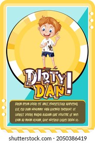 Character game card template with word Dirty Dan illustration