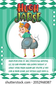 Character game card template with word Hugh Jarse illustration