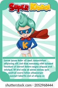 Character game card template with word Super Kiddo illustration