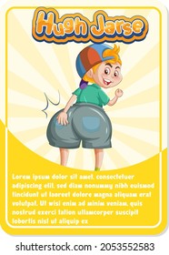 Character game card template with word Hugh Jarse illustration