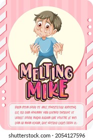 Character game card template with word Melting Mike illustration