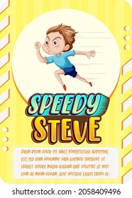 Character game card template with word Speedy Steve illustration