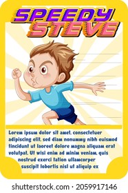 Character game card template with word Speedy Steve illustration