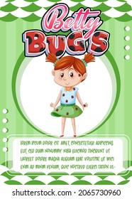 Spielkartenvorlage mit dem Wort Betty Bugs Illustration