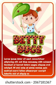 Character game card template with word Betty Bugs illustration