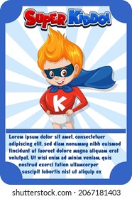 Character game card template with word Super Kiddo illustration