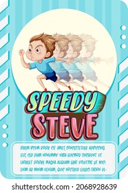 Character game card template with word Speedy Steve illustration