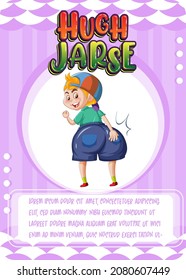 Character game card template with word Hugh Jarse illustration