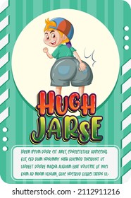 Character game card template with word Hugh Jarse illustration
