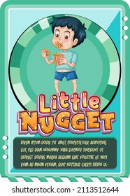 Character game card template with word Little Nugget illustration