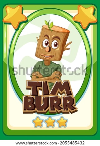 Character game card template with word Timburr illustration