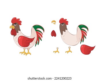 Character for the game rooster. Dismantled into parts, you can animate.
