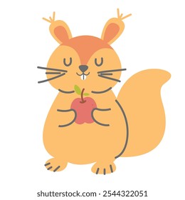 Personagem esquilo de jardim mão desenhado em um fundo branco