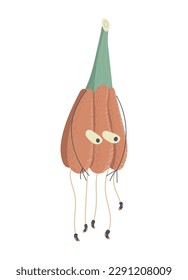 character garlic vegetable plant. Cheerful dancing vegetable. vector illustration isolated on white background
