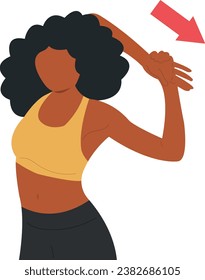 Carácter Estirando Suavemente Sus Hombros Y Flexando Sus Manos.Ilustración vectorial plana.