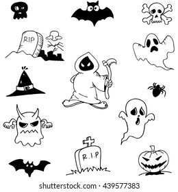 Character ghost halloween in doodle vector art
