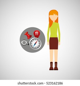 character girl blonde navigation elements concept vector illustration eps 10