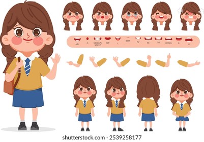 Character girl creation design for Animation cartoon flat design. illustration vector premium.