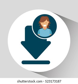 character girl download social media concept vector illustration eps 10