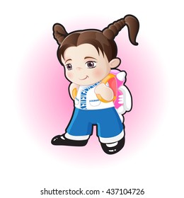 Character girl dressed in traditional kindergarten