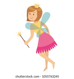 the character of the girl princess. a fairy with a magic wand. vector