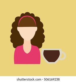 character girl soda coffee icon graphic vector illustration