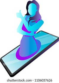 character of the girl, telephone, modern technology