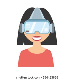 character girl virtual reality glasses technology new vector illustration eps 10