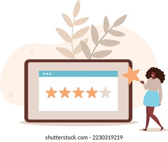 Character giving feedback to show satisfaction rating.Flat vector illustration.