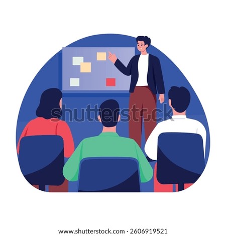 A character giving skill training, flat style illustration
