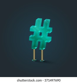 Character from a glass typeset, vector