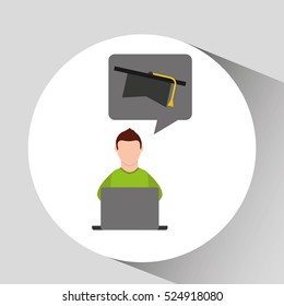 character graduation cap online education vector illustration eps 10