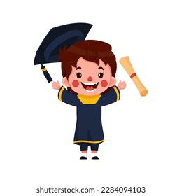 character graduation male student. suitable for children's books and stickers