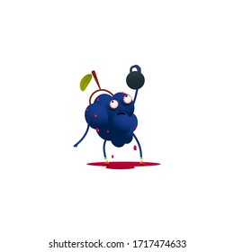 The character grape in the gym squeezes out all the juices