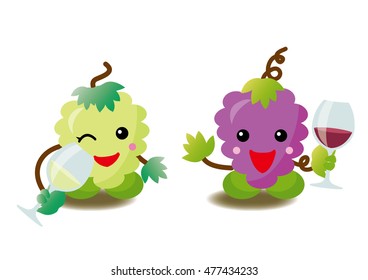 The character of the grape with wine glass