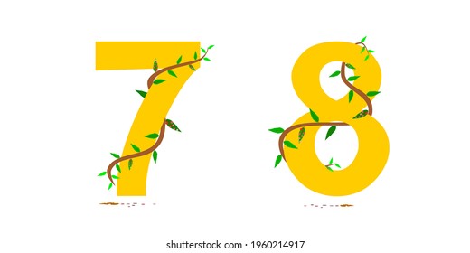 Character graphic 7,8. winding vine wrapped around.