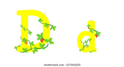 Character graphic D d  strawberry vine wrapped around 