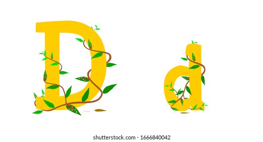 Carácter gráfico D,d. vid sinuosa envuelta alrededor.