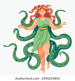 Carácter de la mitología griega el monstruo Medusa con pelo de serpiente